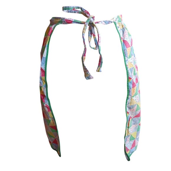 1OF1 Vintage 1950's Apron Patchwork Cotton Wrap Adjustable Tie Waist Geometric - Picture 3 of 6